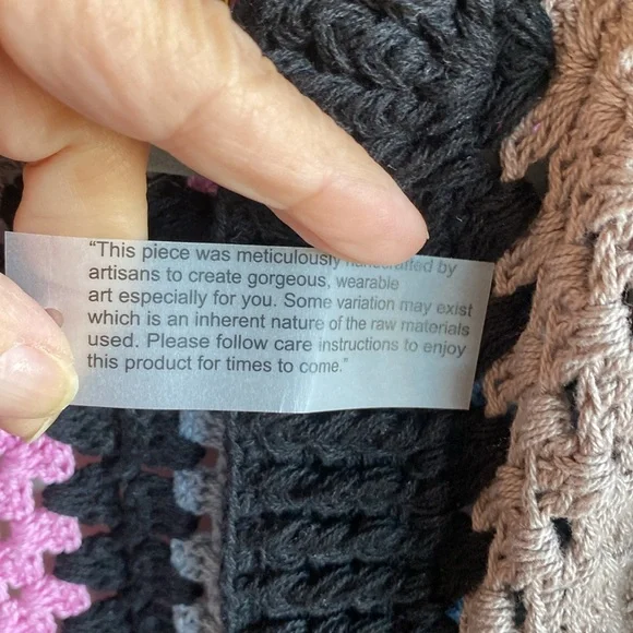 SAACHI NWT Vintage Inspired Boho Granny Square Knit Cardigan Sweater size O/S - Picture 15 of 17